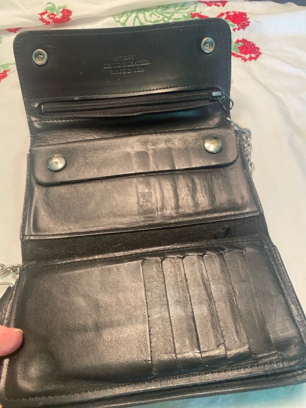 Men's Black Leather Chain Wallet - Unbranded